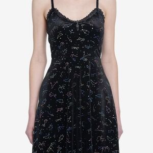 NWOT Hot Topic Cosmic Aura Rainbow Constellations Velvet Skater Dress-2x-READ